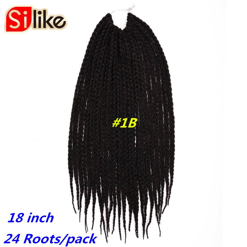 Ombre Grey 18 Inch Synthtic Micro Crochet Box Braids Hair Extension 24 Roots hair Braiding for Black Women: #1B