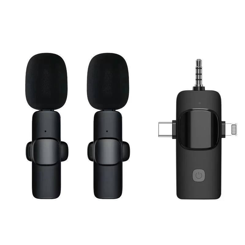 Basix Mini micrófono Lavalier portátil Audio Video grabación Mini micrófono de solapa micrófono inalámbrico para IPhone TypeC ipad juego teléfono: Plata