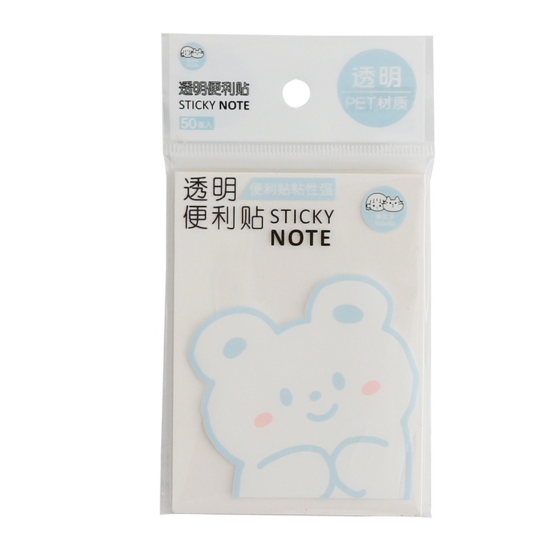50 Sheets Clear Sticky Notes Transparant Self-Sticky Notes Herhaalbare Plakken Huisdier Verwijderbare N Keer