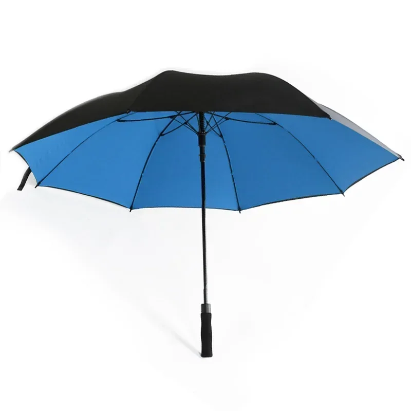 185 cm großer Golf-Regenschirm für Männer, manuell, langer Griff, beständig, UV-Schutz, Sonnenschirm, Schatten, Reise-Strandschirm, winddicht, stark: Licht Grau