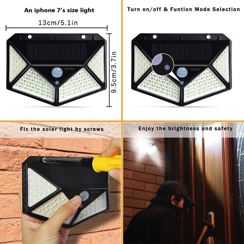 Solar Lights Outdoor PIR Motion Sensor Security Lights IP65 Waterproof Solar Powered Wall Lights for Backyard Garden Patio