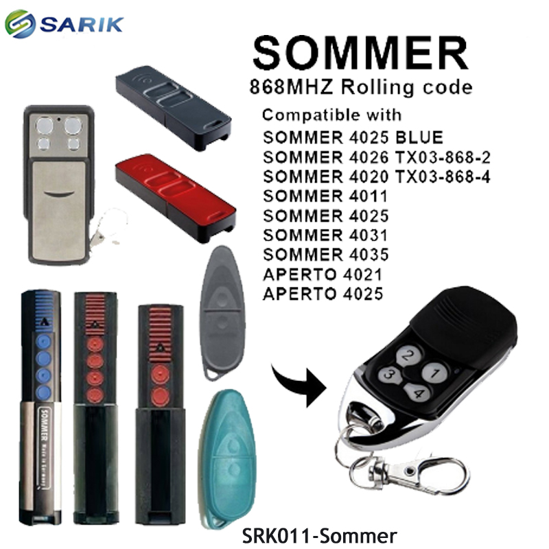 Kompatibel sommer fjernkontrollsender kommando garasje rullende kode 868 mhz garasjeportåpner fjernkontroll