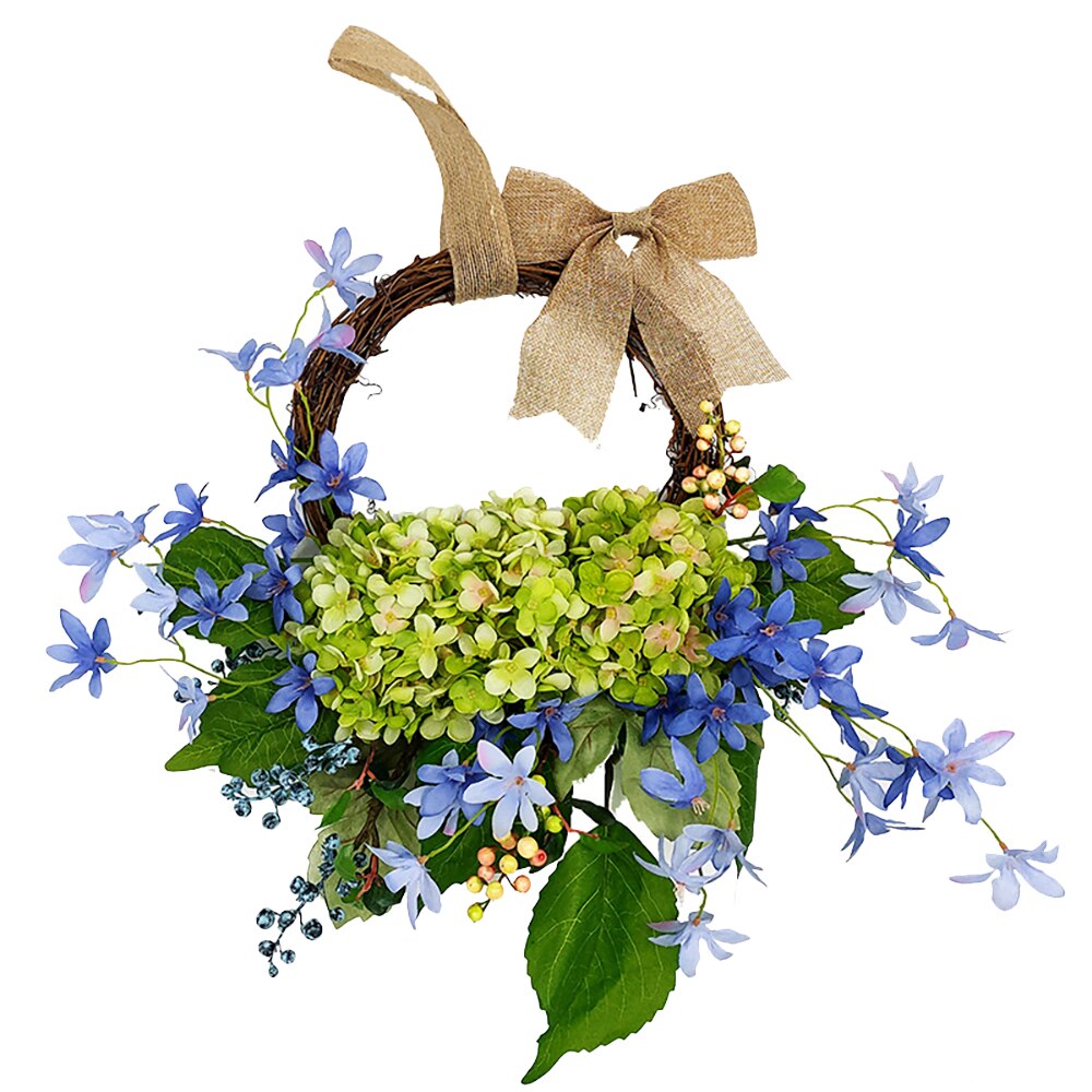 Couronne d'hortensia rose, couronnes de printemps et d'été pour porte