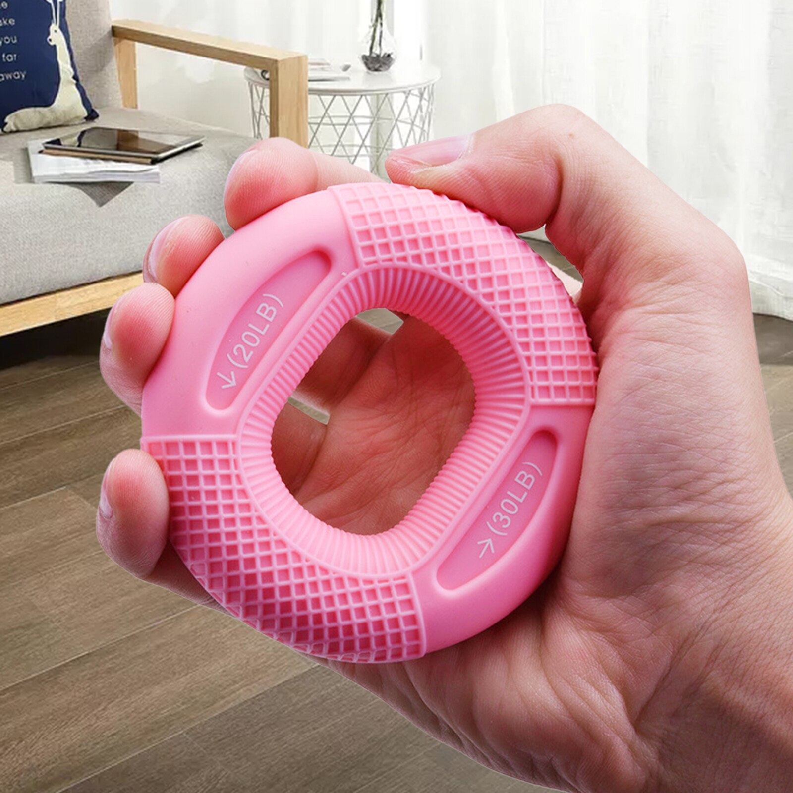 Hand Grip Strengthener Silicone Rings Resistance Hand Gripper Strength Trainer, Finger Strengthener,Wrist Forearm Exerciser: Pink 20LB 30LB