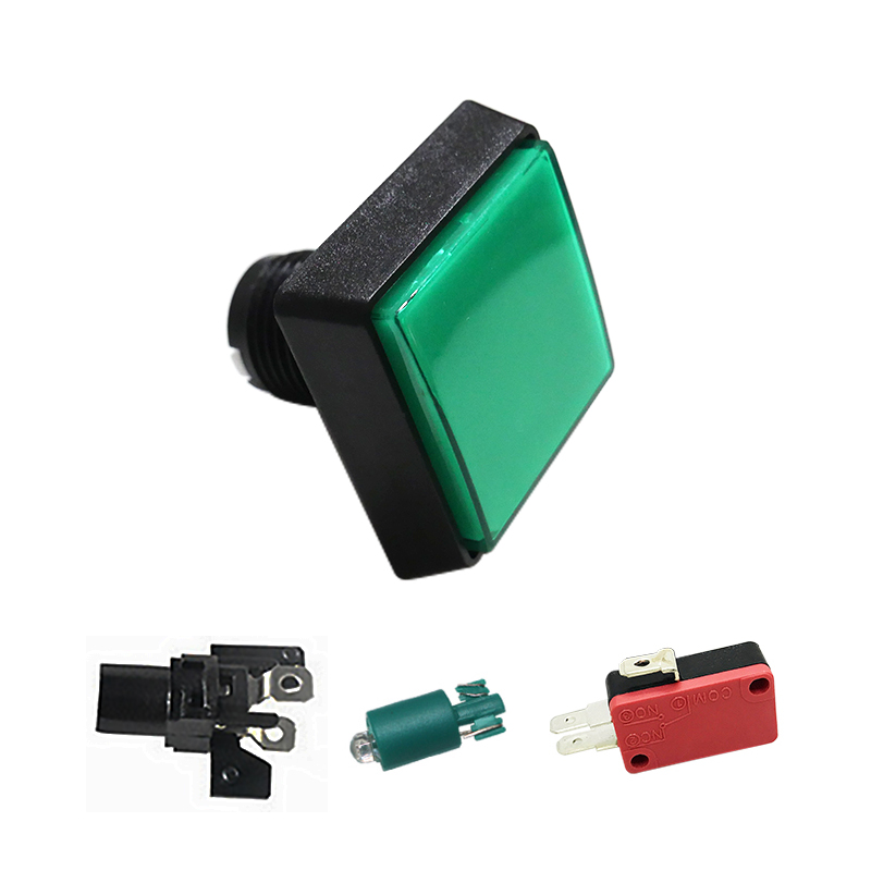 10 stücke 51*51mm quadratisch beleuchtete Tasten beleuchtet Druckknopf mit Mikrosc Halfter für Arkade-Musik-Spiel maschine 5 Farben: Grün