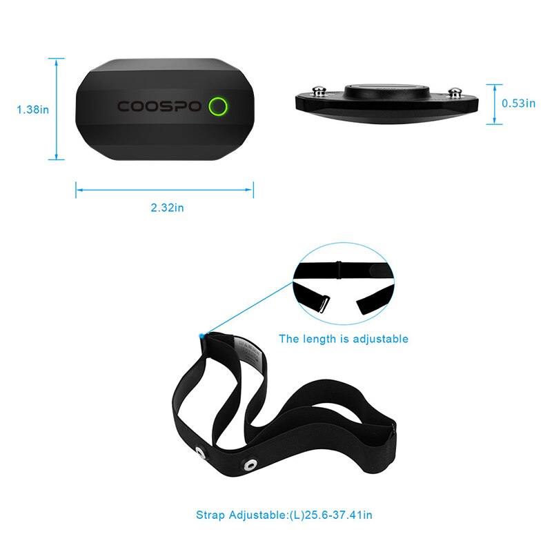CooSpo-Monitor de ritmo cardíaco para el pecho H808S, Bluetooth ANT +, resistente al agua, para correr al aire libre, ciclismo, ordenador para bicicleta Wahoo Garmin