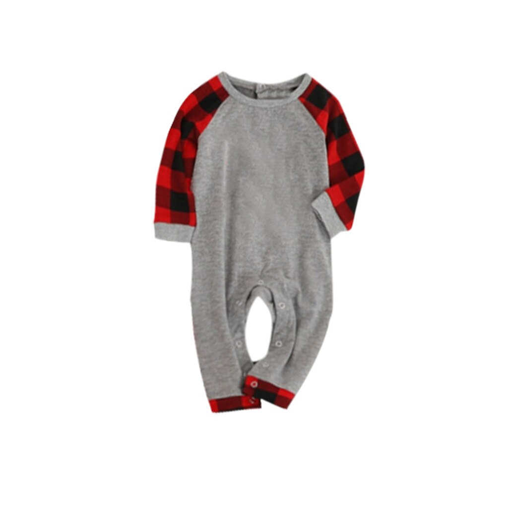 Winter Familie Kerst Pyjama Set Kids Baby Nachtkleding Familie Outfits Met Lange Mouwen O-hals Brief Print Tops + Plaid Broek set