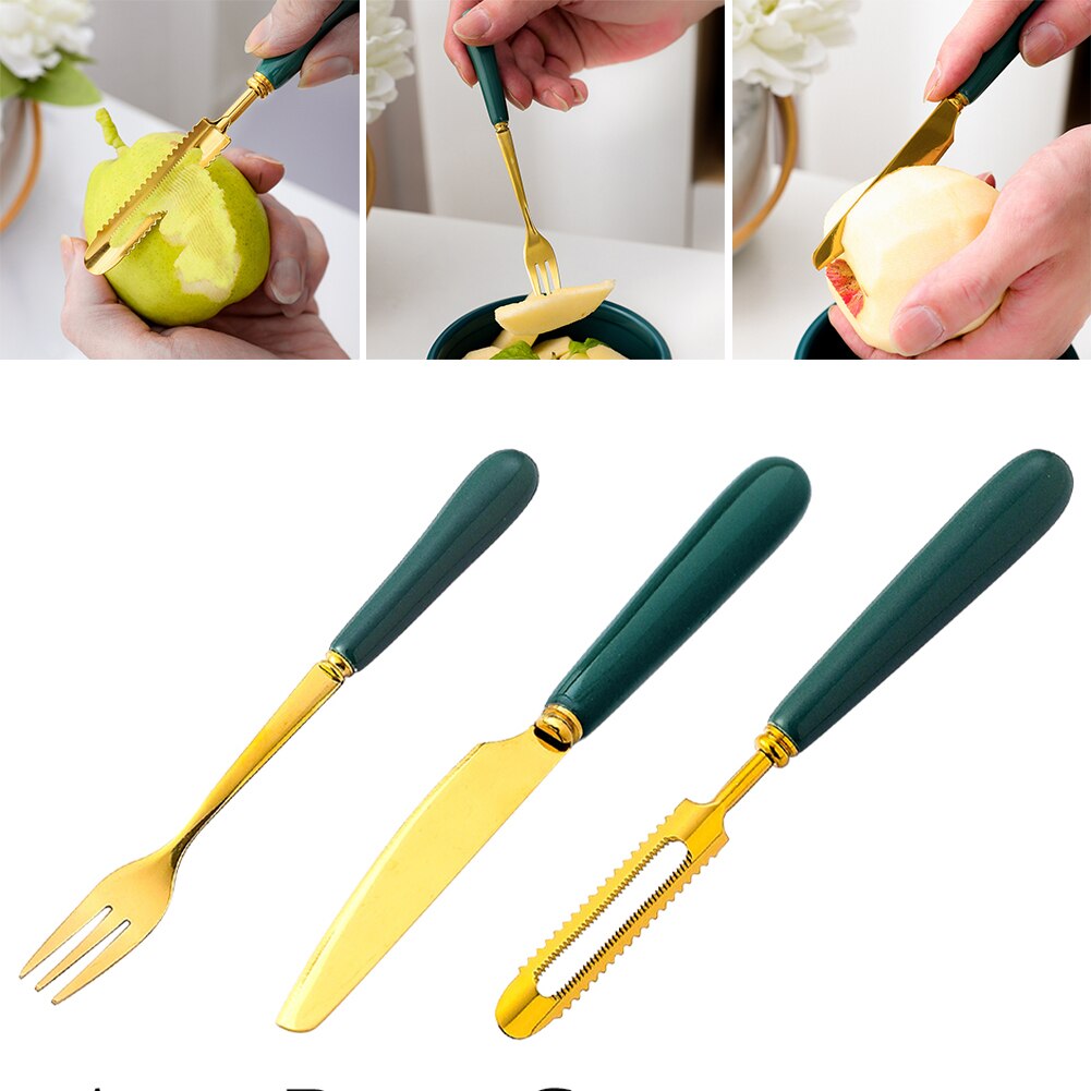 2pcs Wedding Cutlery Fork Long Handle Fruit Cutter Peeler Steak Cutting Party Home Stainless Steel Kitchen Dining Room Dinner
