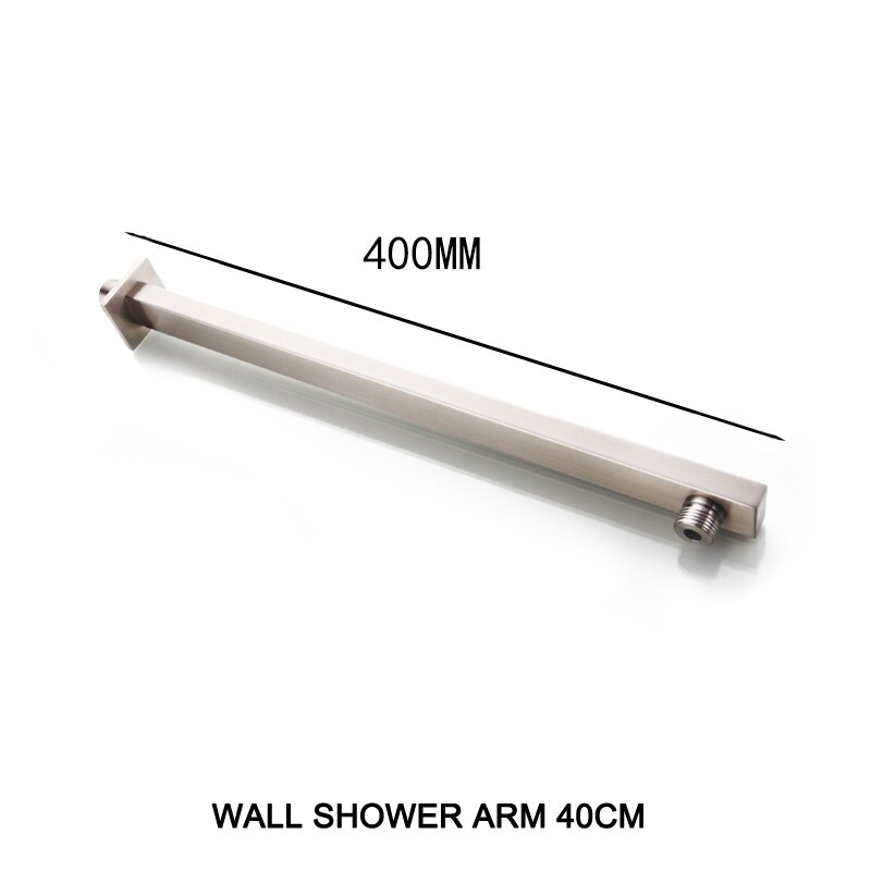 Wall Mounted Ceiling Overhead Shower Arm Set Brushed Nickel Head Shower Holder Square Round Bathroom Set: SA0003BN-86