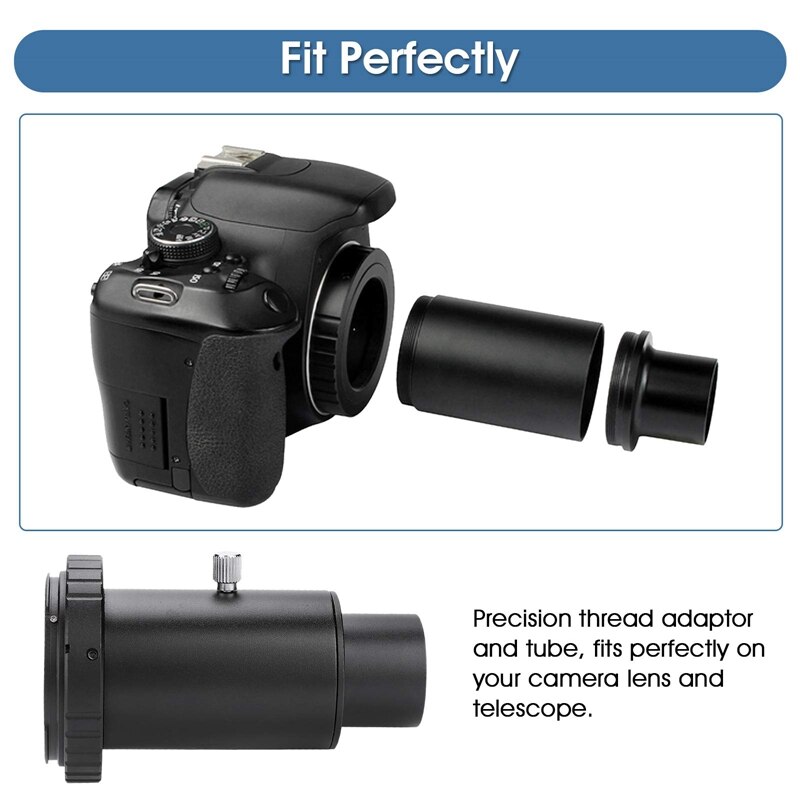 Telescope Camera Adapter 1.25inch T Adapter + 1.25inch T-Ring Mount Adapter + Extension Tube