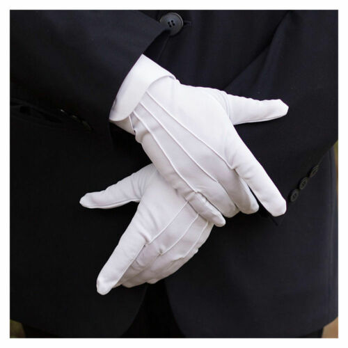 Guantes de esmoquin para hombre, Blanco sólido, , ceremonia de boda, uniforme Formal, banda de guardia, Butler
