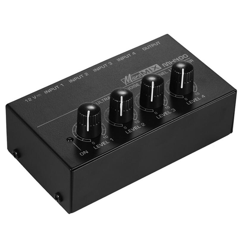 MX400 Ultra-Compact 4 Kanaals Mini Naar Stereo Hoofdtelefoon Versterker Met Power Adapter Zwart, Eu Plug