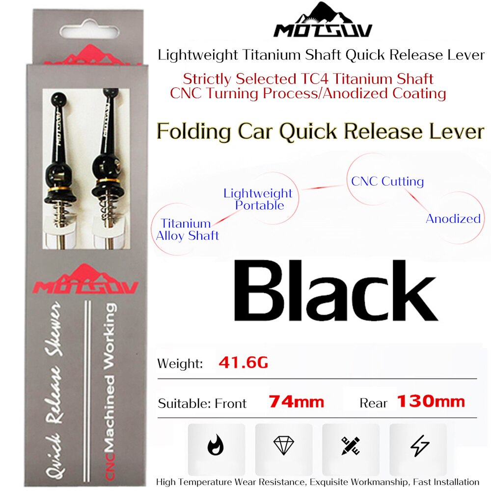 MOTSUV Folding bike Titanium Ti Skewer QR Quick Release Skewer lever MTB Road Cycling Hub Road Bike Quick Release Bicycle Parts: Folding bike Black