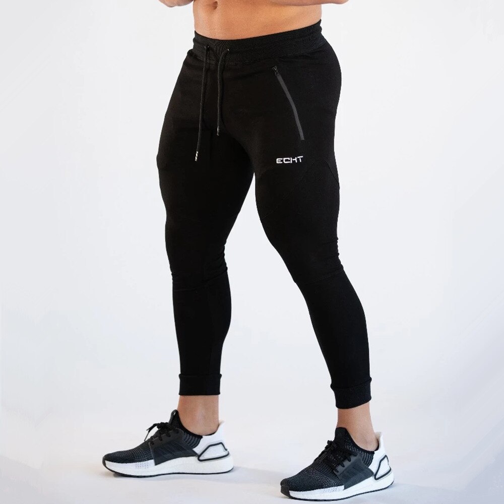Fitnessstudio Dünne Jogger Hosen Männer Laufende Sweatpants Fitness Bodybuilding Ausbildung Hosen Sportbekleidung Männlichen Baumwolle Joggen Schlauch: Schwarz / L