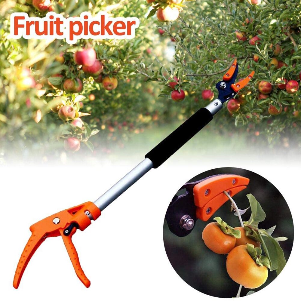 Fruit Picker Shear Long Pruning Gripper High Branch Cutter Garden Tools Basket Pole Stick for Gardening Tree