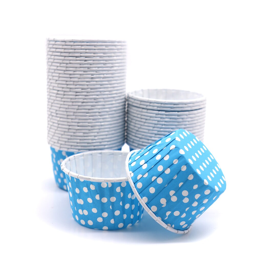 50Pcs Muffin Cake Cupcake Gevallen Kleur Dot Oilproof Cupcake Liner Bakken Cup Lade Case Wedding Party Caissettes Wrapper Papier: D