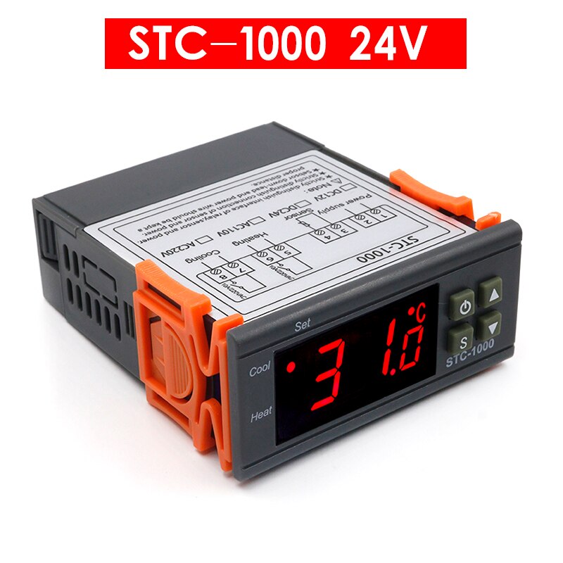 Stc -1000 stc 1000 led digital termostat til inkubator temperaturregulator termoregulator relæ opvarmning køling 12v 24v 220v: Stk -1000 24v