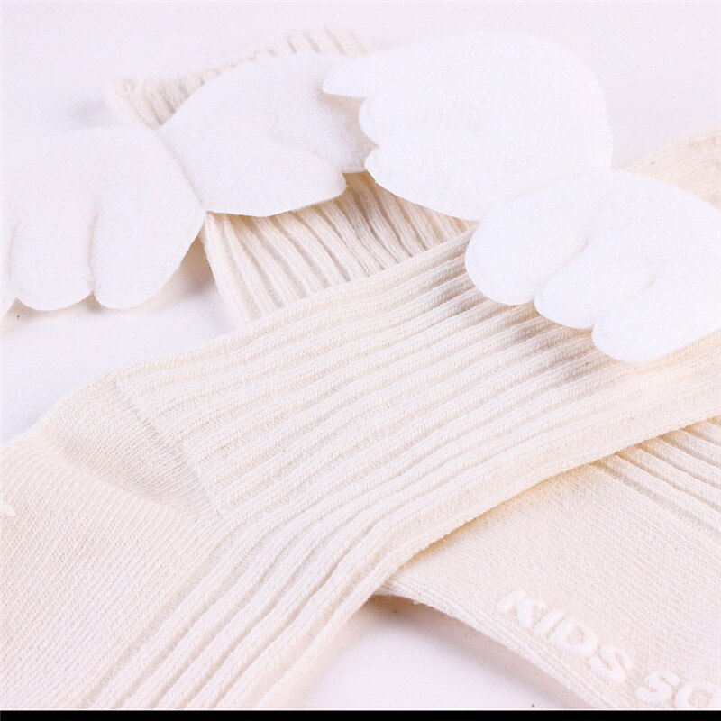 For Age 0-4Y Baby Kids Socks Toddlers Girls Knee High Angle Wing Socks Leg Warmer Baby Clothing