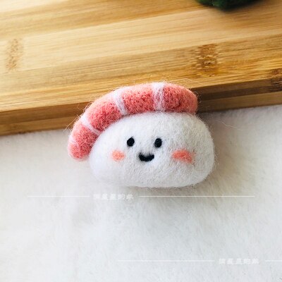 Japanese Sushi wool needlepoint kit wool felt needle felting pendant craft needlecraft DIY handmade: Salmon Sushi