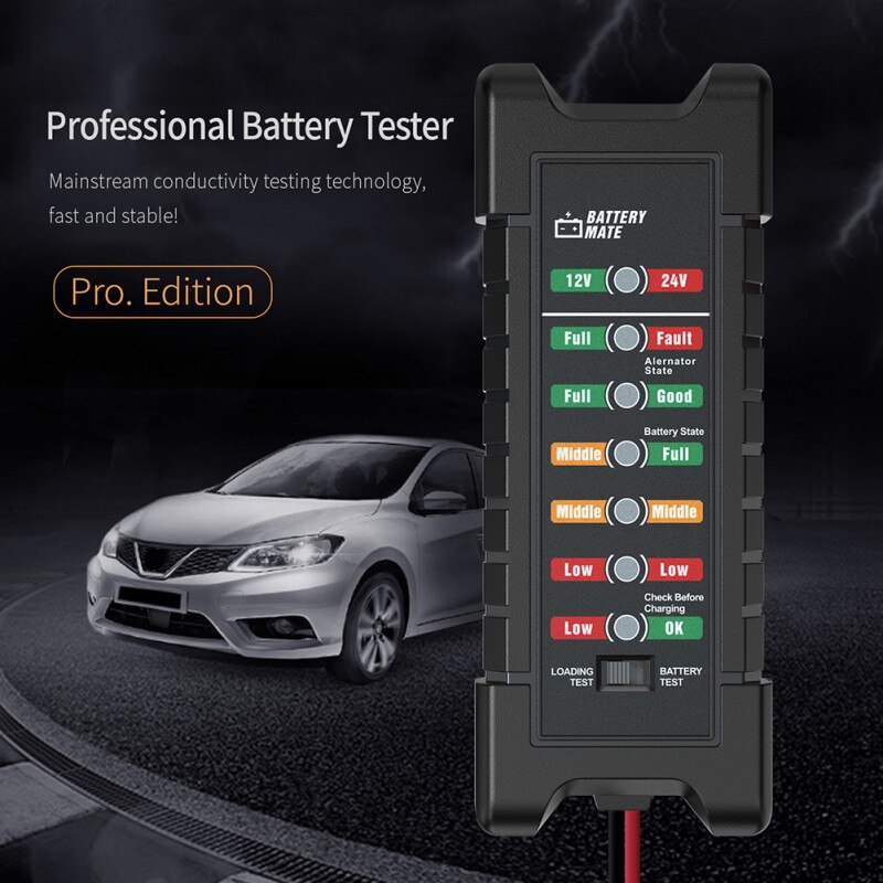 12V-24V Car Battery Tester Alternator Tester 2 In 1 Check Battery Condition Battery Mate Repair Tool For Car & Truck BM410
