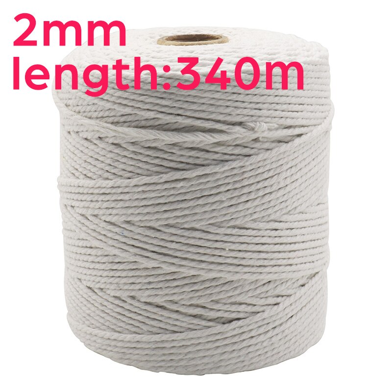 2mm/3mm Natural Handmade Cotton Cord Thread Macrame Crochet Rope DIY Hanging Tapestry Weaving Yarn Knitting Rope DIY Handmade: 2mm 340m WT 1PCS