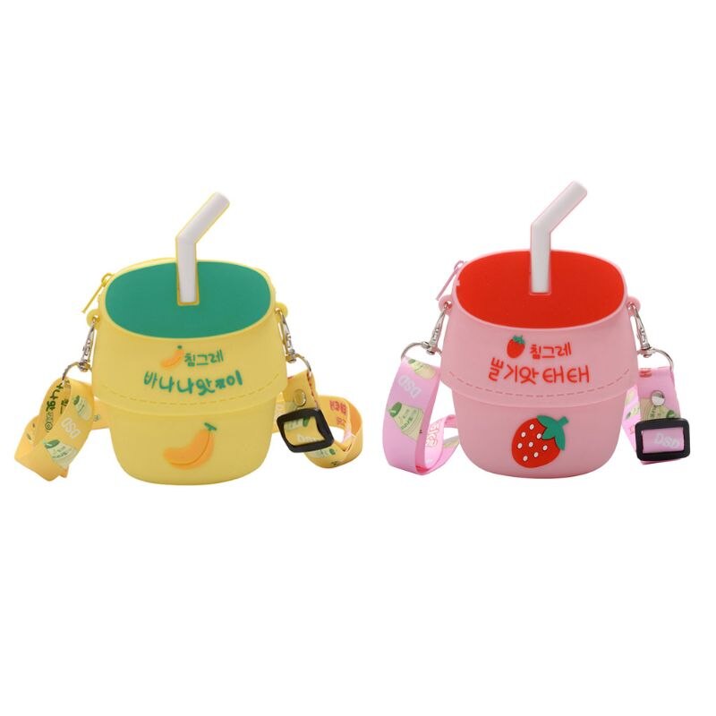 Kids Girls Lovely Shoulder Bag Phone Pouch Silicone Cartoon Crossbody Satchel Zipper Purse