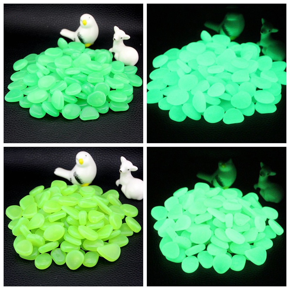100 pcs Glow In Dark Pebbles Gaeden Luminous Stone Fluorescent Artificial Stone for Aquarium Fish Tank Garden Decoration
