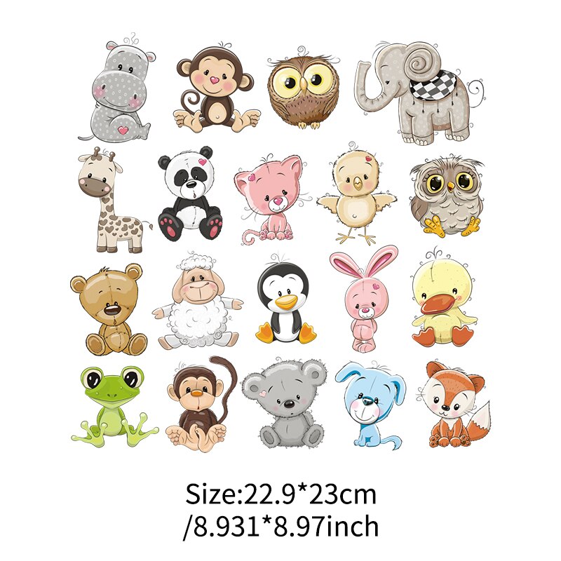 pineapple Animal Patches Cat Owls Diy Iron On Sticker Kids Clothes Iron Washable Custom Patches Heat Transfer Vinyl Sticker: 22.9x23cm