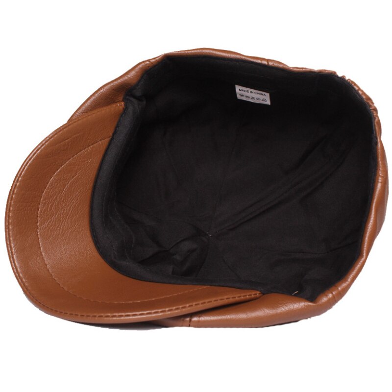 HT3421 Berets Women Spring Autumn PU Leather Hat Female Artist Painter Beret Hat Lady Solid Red Black Grey Octagonal Newsboy Cap