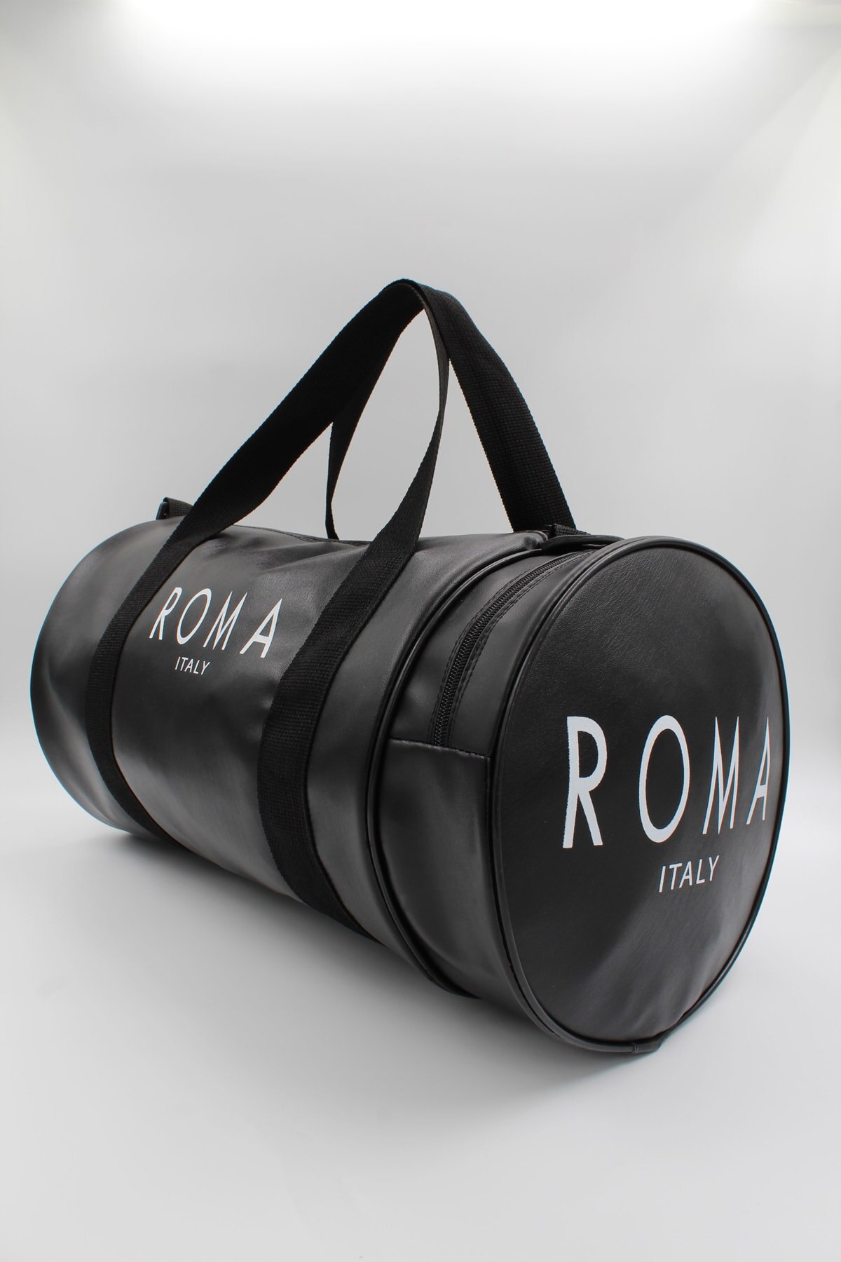 Binocular negro cilíndrico con cremallera, correa de mano para hombro, bolso deportivo, bolsa con logotipo de Italia romana, unisex