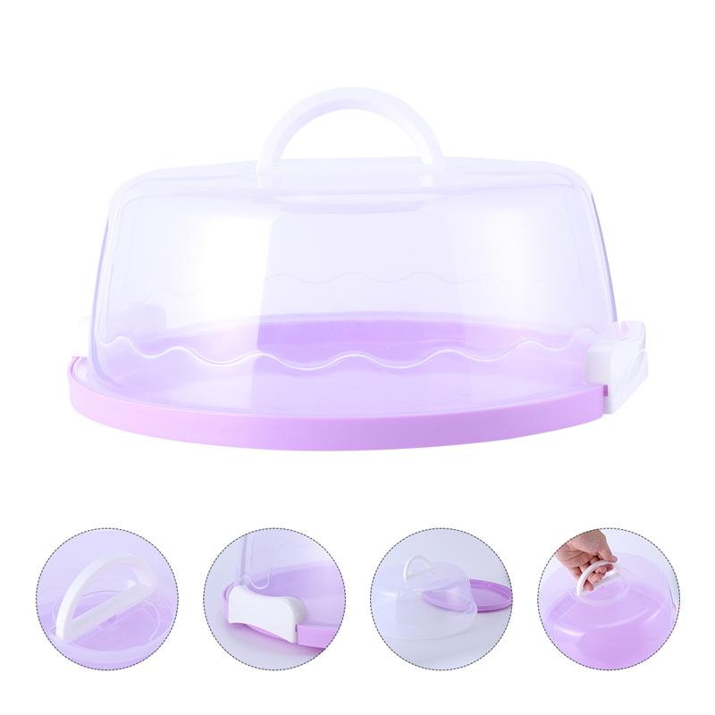 10 Inch Portable Plastic Round Cake Box Handheld Sealed Packing Box Cupcake Dessert Container Case Birthday Food Cover