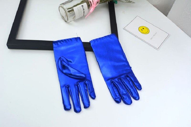 Korte heren dames paarse laklederen handschoenen pols feesthandschoenen kerst felle podiumprestatie handschoenen  st264: Koningsblauw
