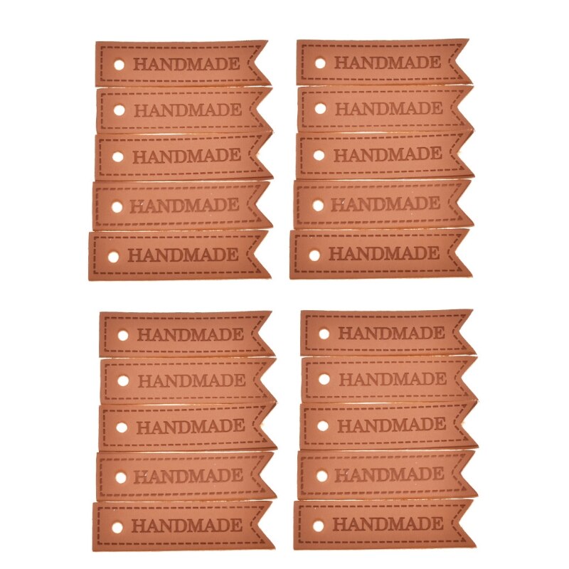 40 Etichette In Pelle PU Fai Da Te Con Fori, Rilievo, 2.5x2.5 Cm Per Jeans, Borse, Uncinetto - 5