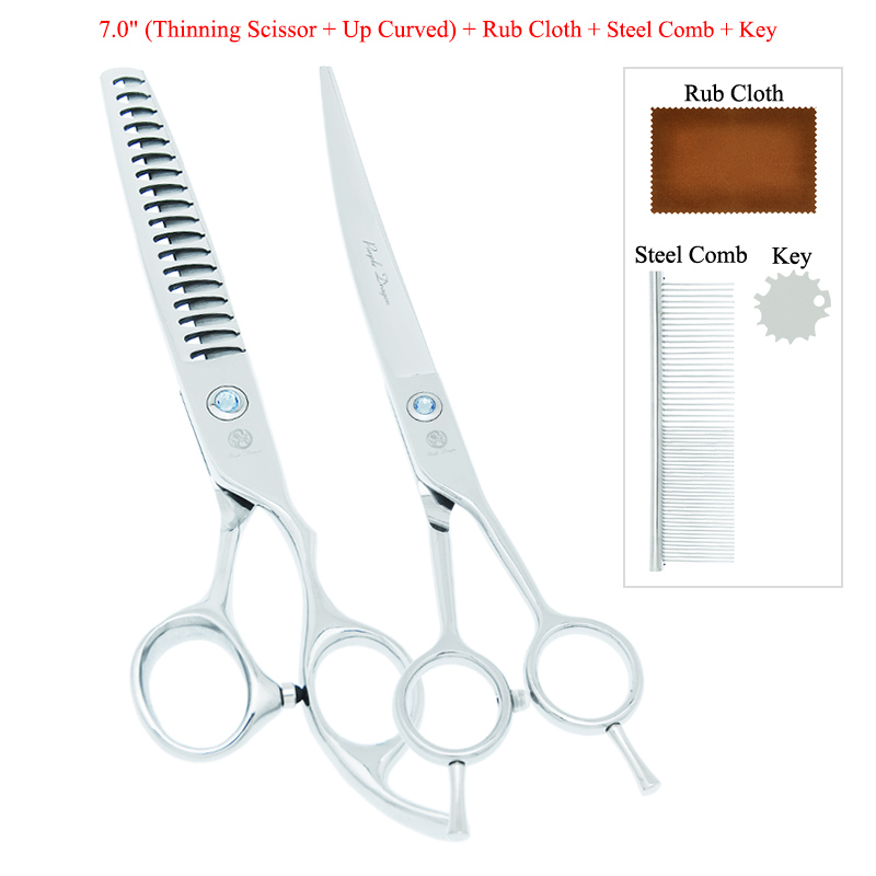 7 inch Purple Dragon Pet Scissors Japan Steel Dog Fur Cutting Thinning Shears Animal Curved Grooming Clipper Dog Supplies B0013B: B0013B-13-70