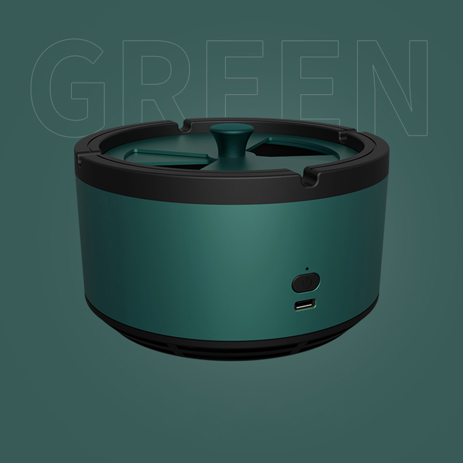Cenicero multiusos purificador de aire, purificador de aniones, práctico, para cenizas, accesorios portátiles para la casa y la Oficina familiar: Verde