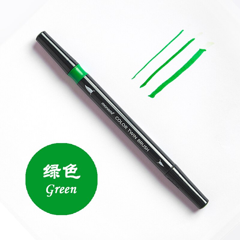 1Pc Monami Aquarelpenseel Pen Aquarel Medium Fijne Twin Brush Marker Voor Tekening Kalligrafie Schilderen School Art: 04
