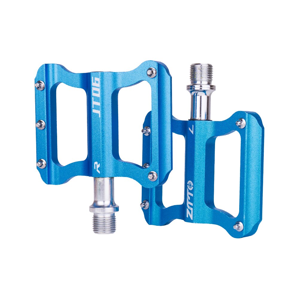 ZTTO Road Bike Ultralight Flat Pedal Aluminum Alloy Bicycle Bearings Anti-Slip Folding Pedals Cycling JT06: Blue