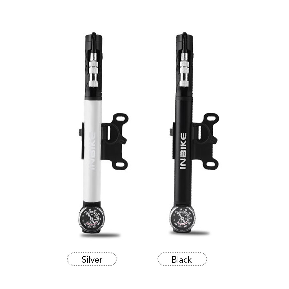 Mini Bike Pump Portable High-pressure Bike Tire Frame Pump Fits Presta Schrader with Pressure Gauge for Road Mountain Bikes