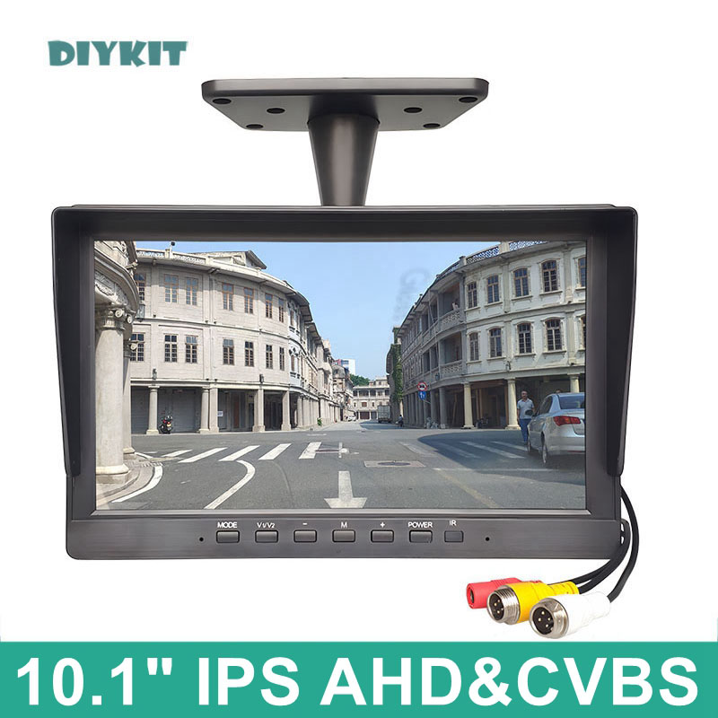 DIYKIT 10.1inch AHD CVBS IPS LCD HD Monitor Rear View Car Monitor Support 1080P AHD CVBS Car Camera 4PIN Video Input