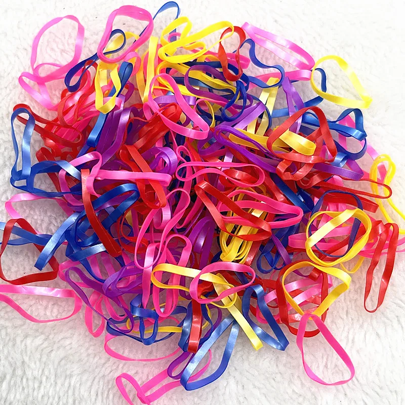 200pcs--1000pcs Colourful Rubber Ring Disposable Elastic Hair Bands Ponytail Holder Rubber Band Scrunchies Kids Hair Accessories: Transparent / 40mm