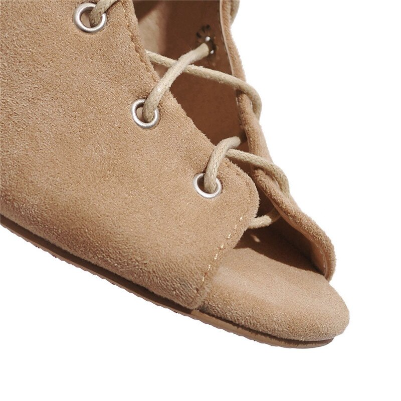 Morazora kvinnor ankelboots kors bundna peep toe sommarstövlar fyrkantiga högklackade stövlar klänning skor kvinna