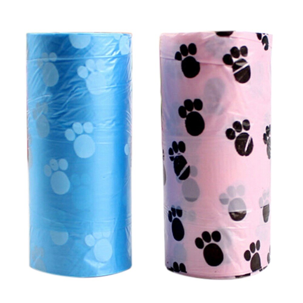 15Pcs/Roll Afbreekbaar Hond Afval Kak Tas Met Printing Doggy Bag Voor Kat Hond Kleur Willekeurige levering