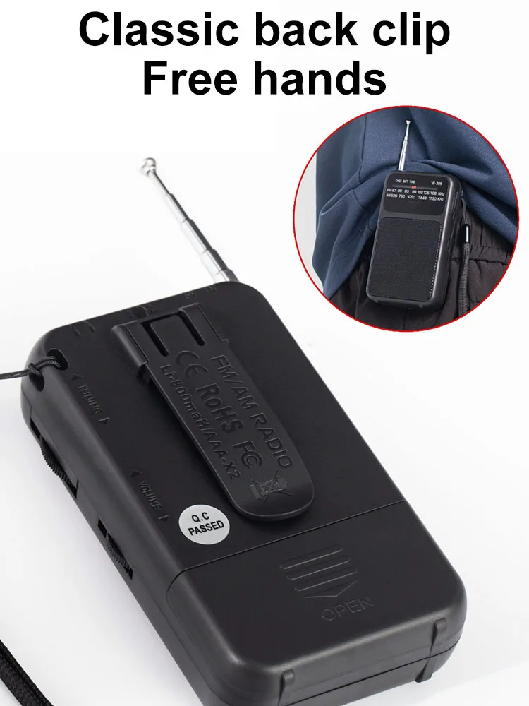Portable Radio With Headphone Slot FM/AM Radio AAA Battery Powered Older Portable Radio Car Electronics Accessories