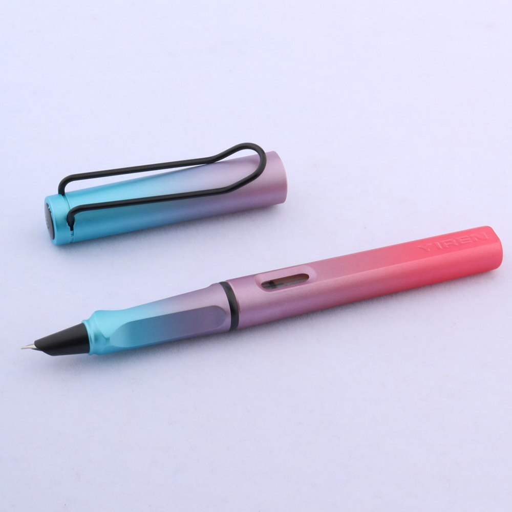 ¡Novedad de ! Pluma estilográfica de lujo de 0,38mm con degradado, material Rosa esmerilado para negocios, oficina y escuela, plumas de tinta de escritura: A5