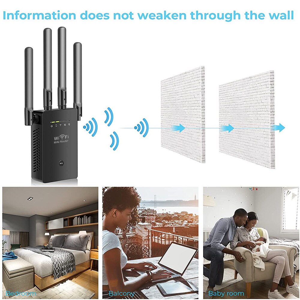 5Ghz Wifi Repeater Wireless Wi-Fi Booster 1200Mbps Wifi Amplifier 802.11AC Router 2.4G Signal Long Range Extender