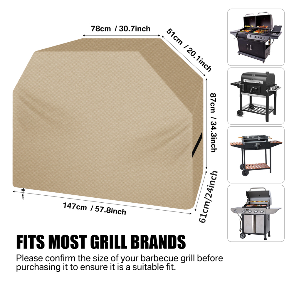 147x61x122CM BBQ Cover Gas Barbecue Cover for Weber BBQ Char Broil Outback Waterproof Heavy Duty UV Resistant Barbecue Covers: WHITE