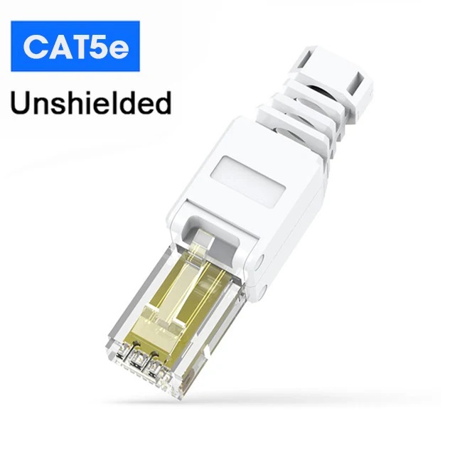 ZoeRax RJ45 Cat8 Cat7 Cat6A Connector Toolless Shielded/Unshielded Ethernet Termination Plug for 23~26AWG STP/UTP Ethernet Cable: Orange / 0.2M