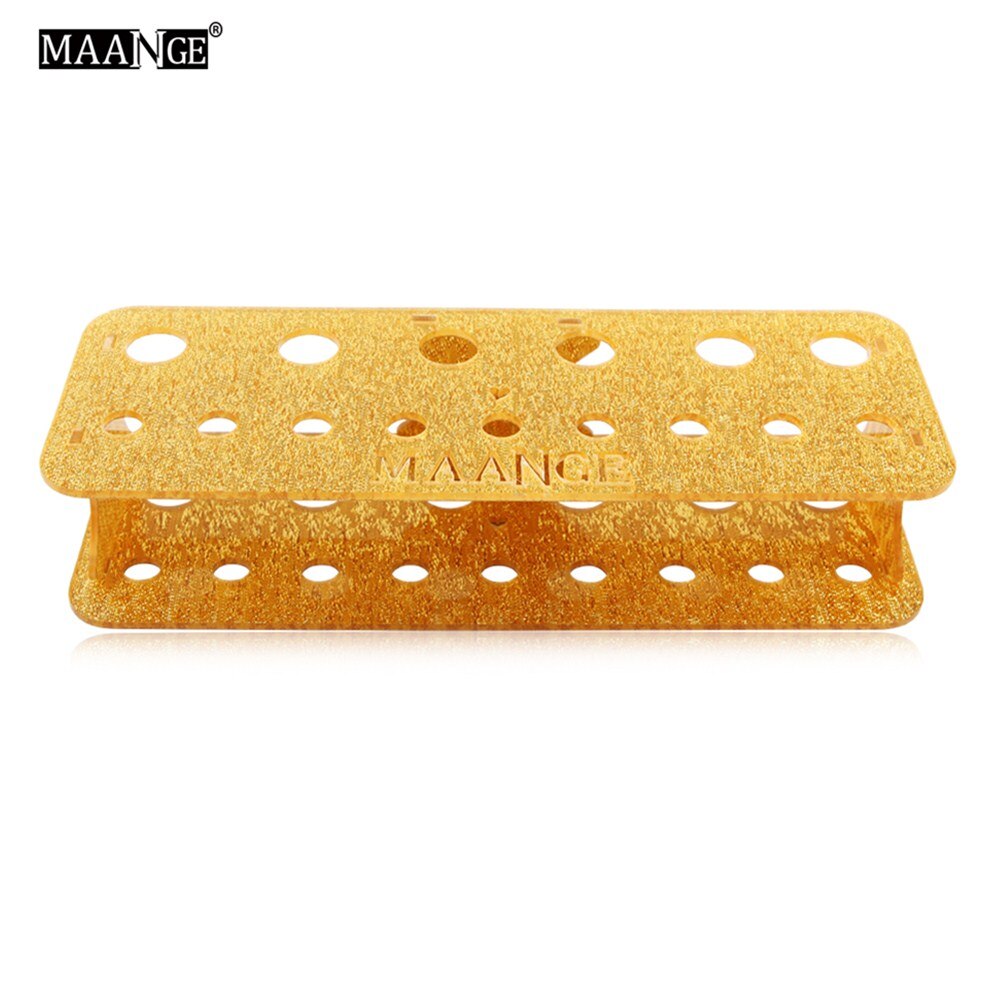 15 gaten acryl make-up kwastenhouder organizer droogrek plank display drogerstandaard opbergkoffer cosmetisch gereedschap afscheursticker: Goud zonder borstels