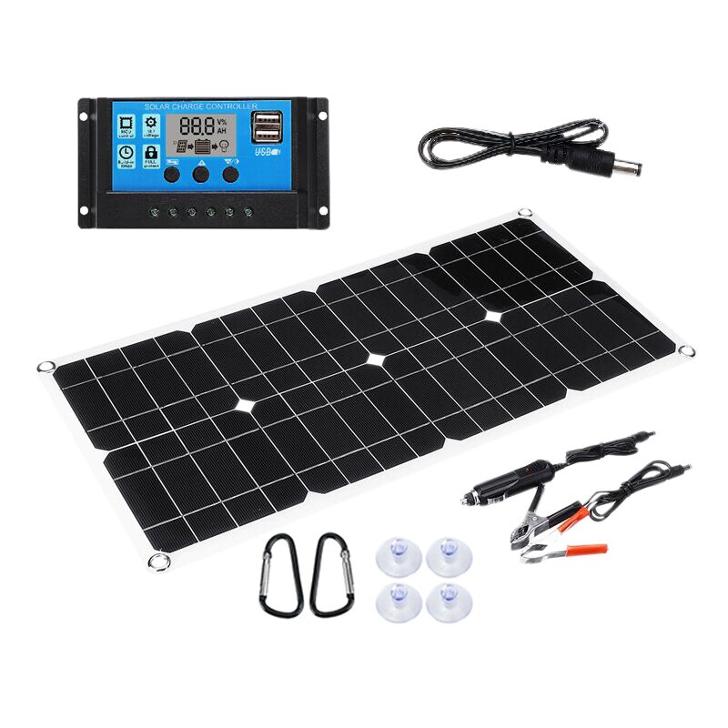 100W 18V Flexible Sunpower Semi cargador de batería de Panel Solar Kit con controlador