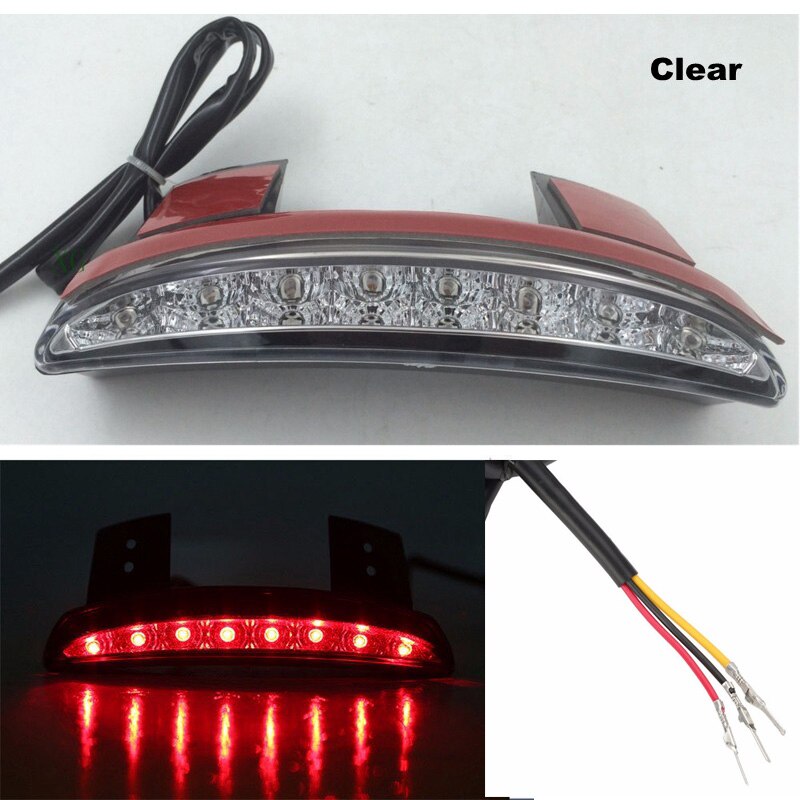 Luce freno moto 12V LED Stop fanale posteriore indicatori posteriori per Touring Sportster XL 883 1200: Clear